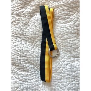 Polo Ralph Lauren Vtg Web Ribbon Belt Mens XL Striped Yellow Black NWT Americana